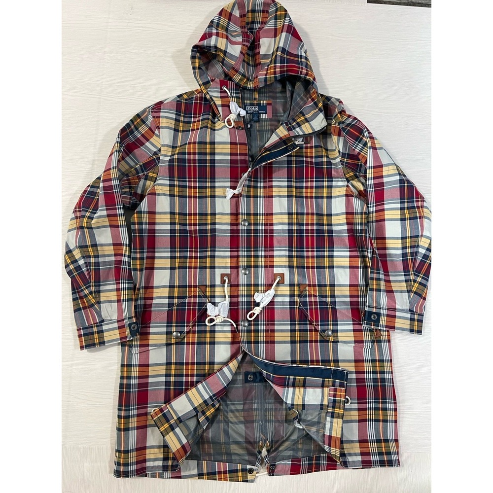 polo ralph lauren water‎ repellent Fish Tail Parka Jacket Multi Color Plaid L